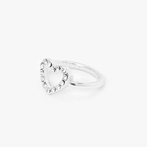 Silver Embellished Heart Cutout Midi Ring,