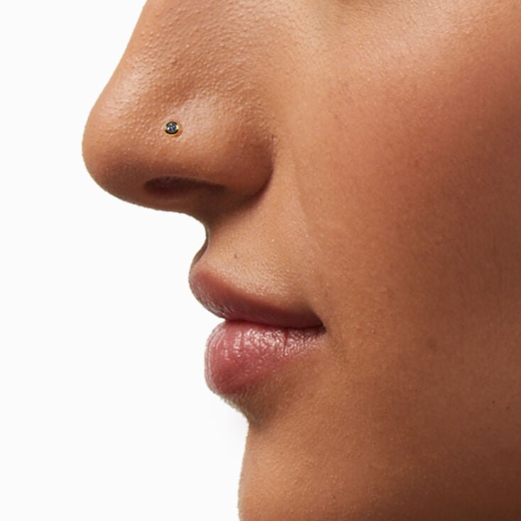 18k Yellow Gold Plated Titanium Cubic Zirconia 20G Nose Stud,