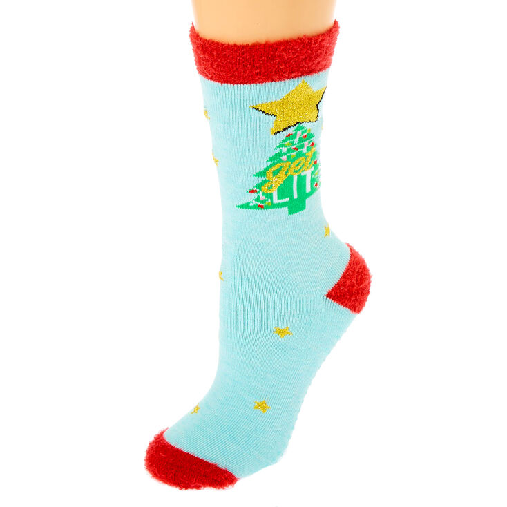 Get Lit Cozy Crew Socks - Blue,