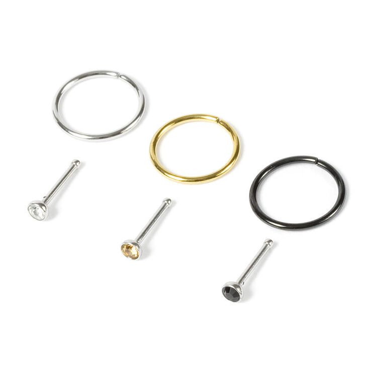20G Nose Hoops & Studs - 6 Pack,