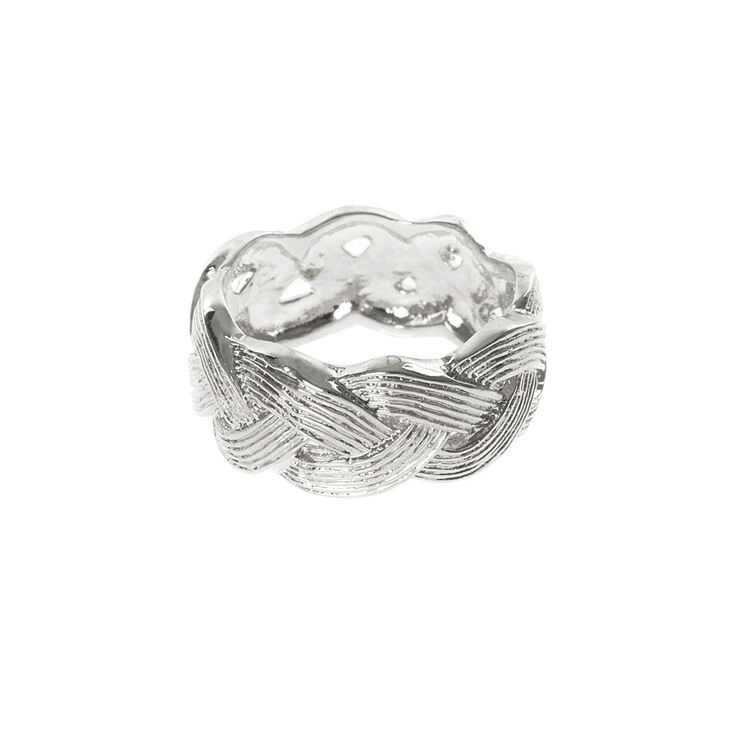 Textured Silver Basket Weave Band Ring,