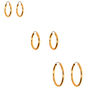 Gold Graduated Mixed Stud &amp; Hoop Earrings - 9 Pack,