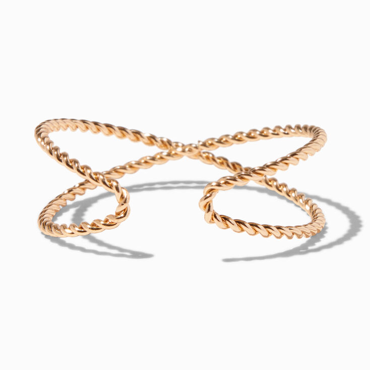 Gold-tone Twisted Rope X Cuff Bracelet,