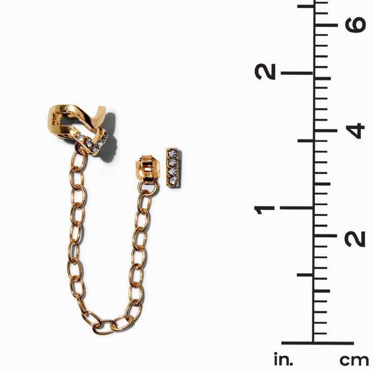 Gold-tone Crystal Bar Connector Cuff Earring Stackables - 5 Pack,