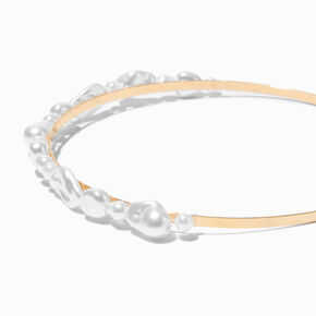 Pearl Cluster &amp; Gold-tone Metal Headband,