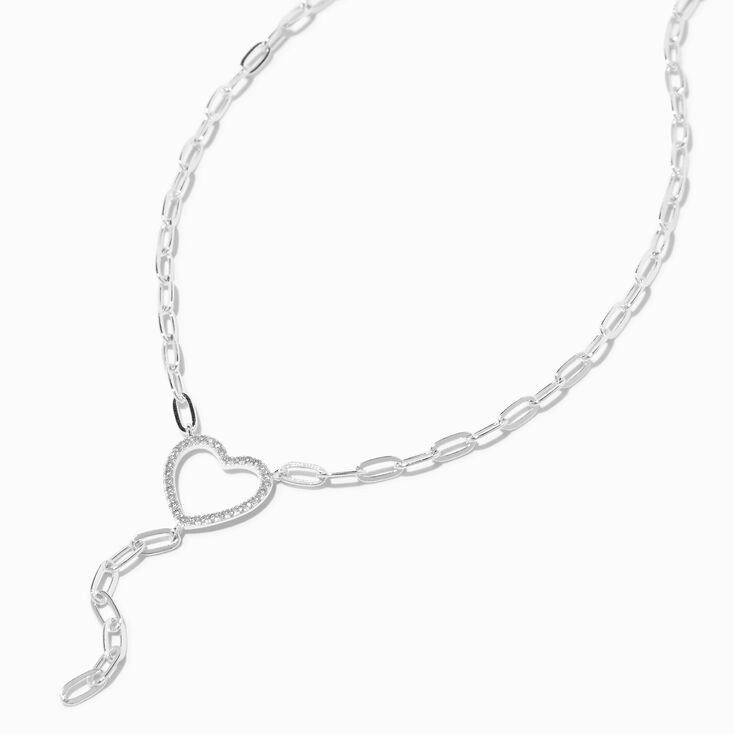 Icing Select Sterling Silver Paperclip Heart Y-Neck Necklace,