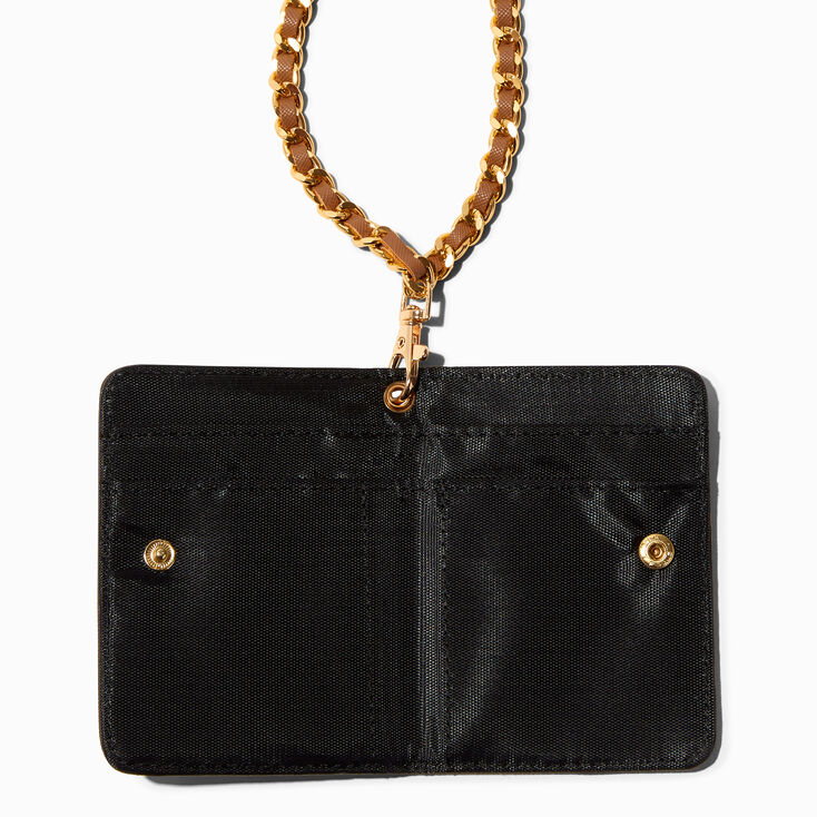 Brown Status Icons Wallet with Chain Lanyard,