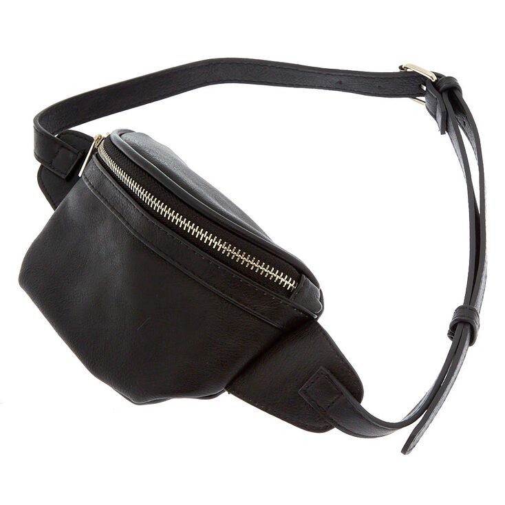 Faux Leather Fanny Pack - Black,