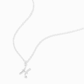 Silver Zodiac Embellished Pendant Necklace - Pisces,