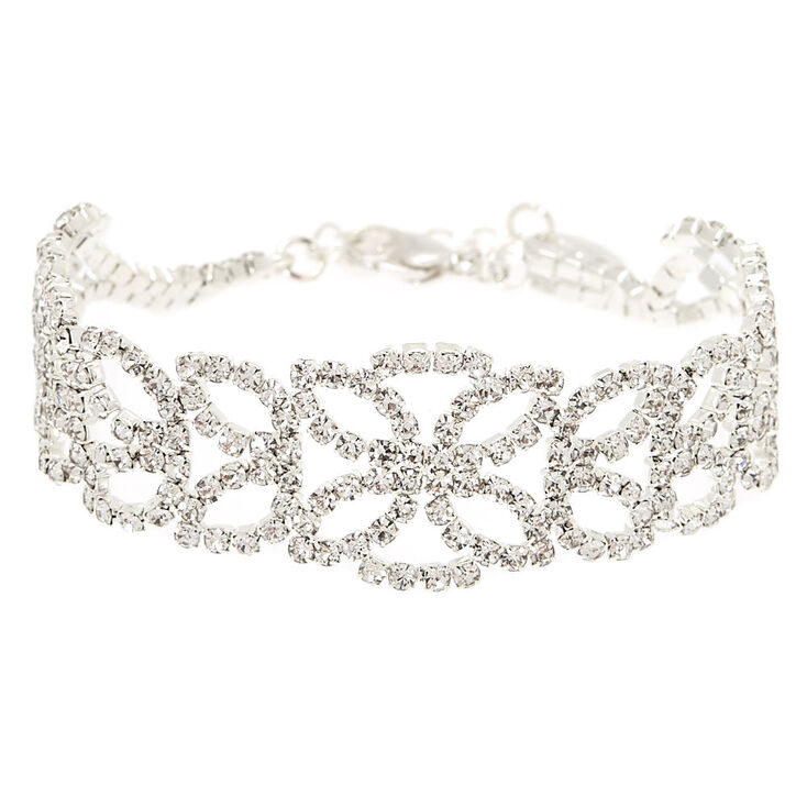 Rhinestone Leaf Statement Bracelet,