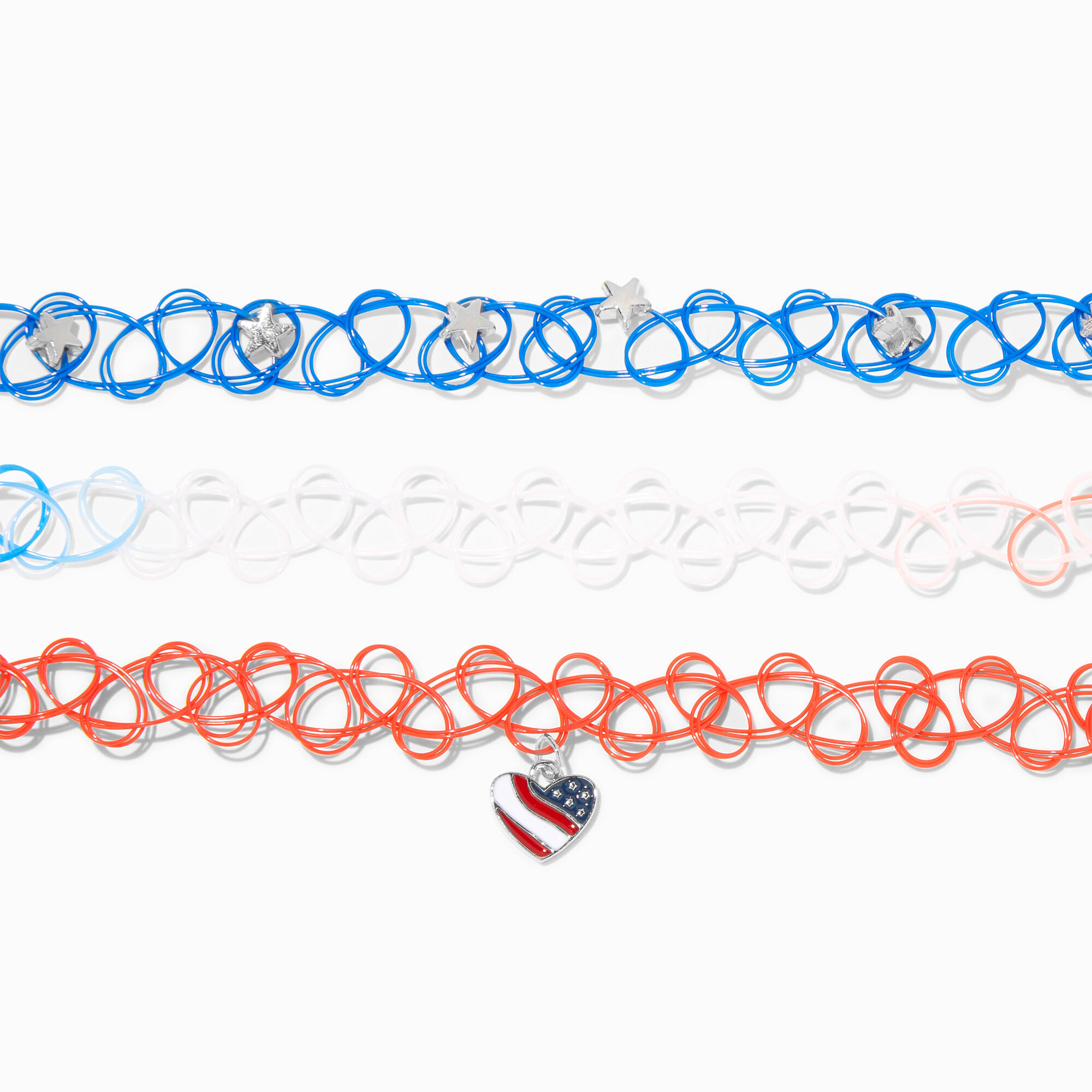 Klæbrig tirsdag Gentagen Patriotic Red, White, & Blue Tattoo Choker Necklaces - 3 Pack | Icing US