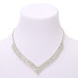 Silver Rhinestone Zig Zag Statement Necklace,