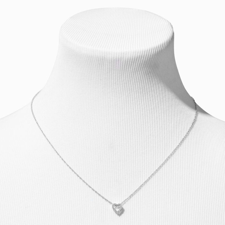 Laboratory Grown Diamond Open Heart Pendant Sterling Silver Necklace 0.09 ct. tw.,