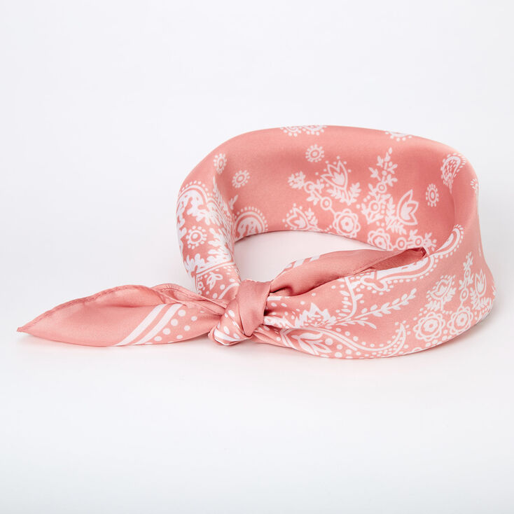 Paisley Satin Bandana Headwrap - Pink,