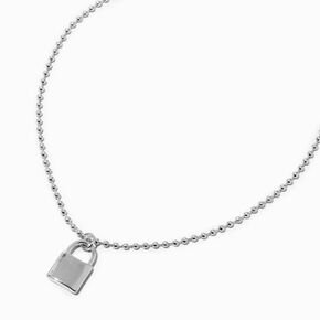 Silver-tone Padlock Pendant Necklace,