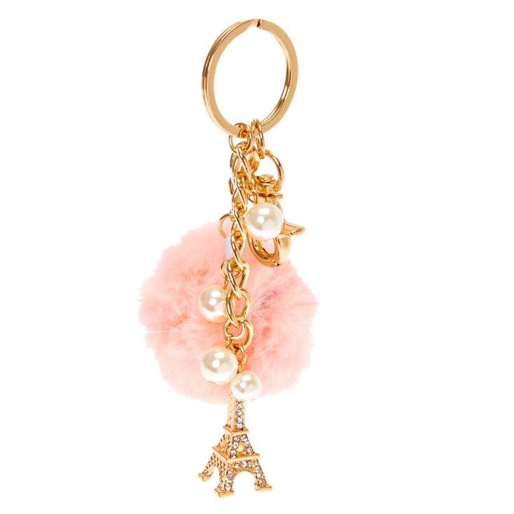 Pink Paris Pom Pom Keychain,