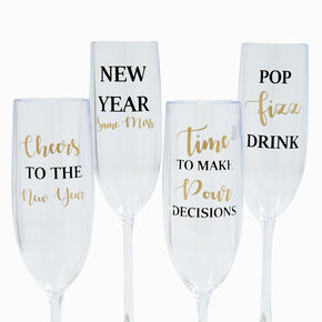 Happy New Year Champagne Flutes - 4 Pack,