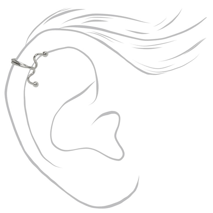 Silver Squiggle Faux Helix Earring,