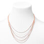 Rose Gold Rhinestone Multi Strand Necklace &amp; Drop Earrings Set - 2 Pack,