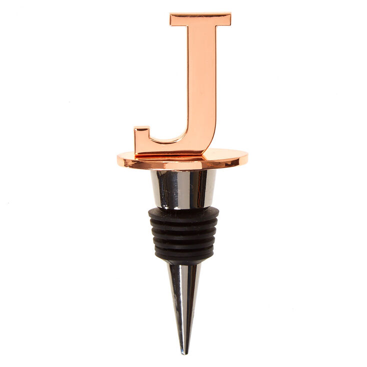 Metallic Monogram Letter "J" Wine Stopper,