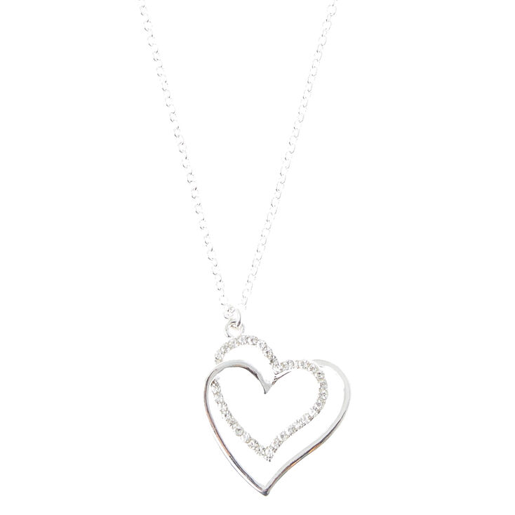 Silver Crystal Heart Pendant,