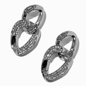Silver-tone Embellished Chain Link 1.5&quot; Drop Earrings,