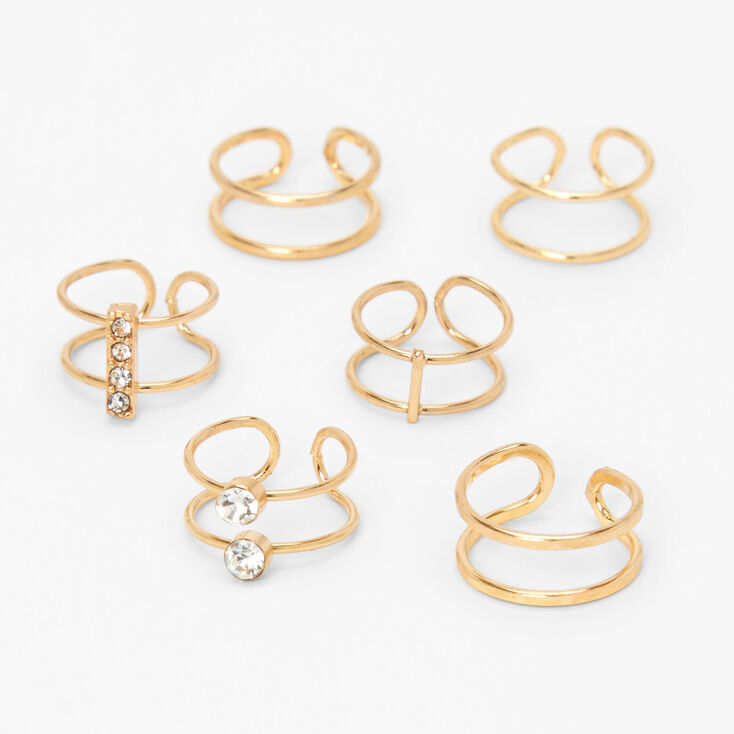 Gold Embellished Wire Ear Cuffs - 6 Pack,