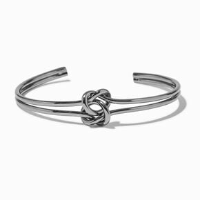 Hematite-tone Double Knot Cuff Bracelet,