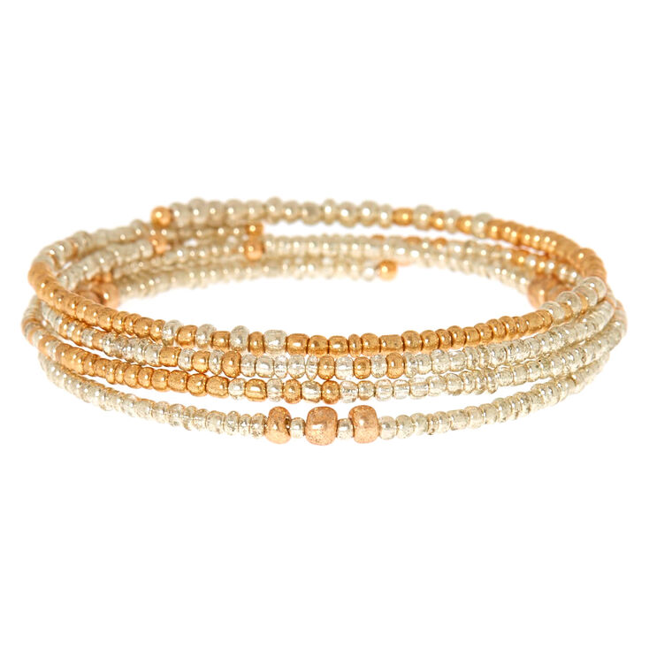 4 Pack Gold And Silver Beaded Statement Bracelets,