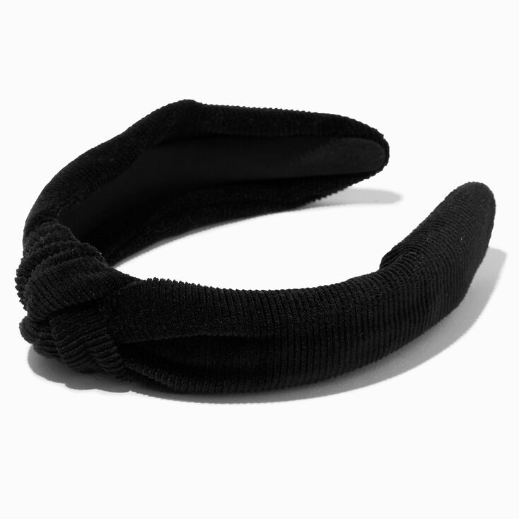 Black Ribbed Knotted Headband,