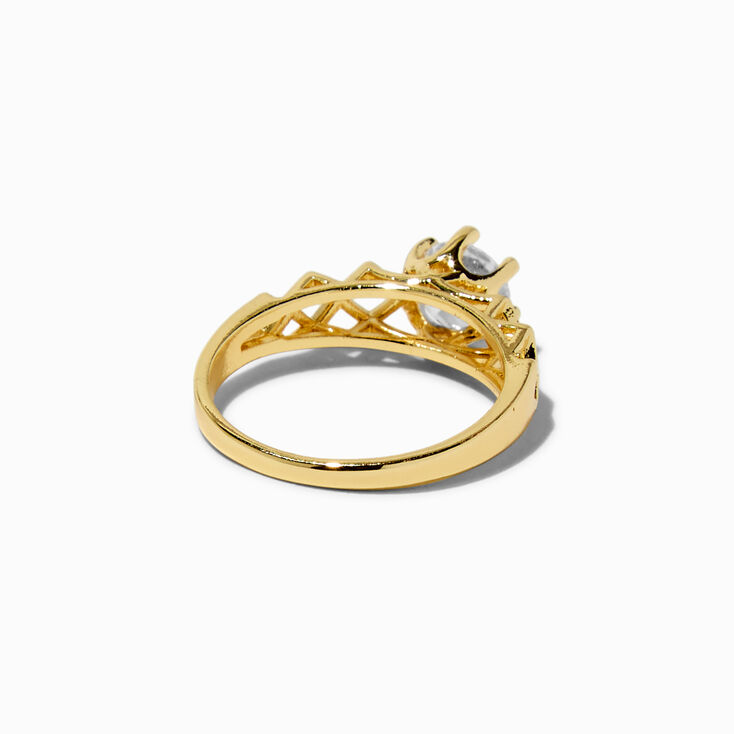 Cubic Zirconia Zig Zag Gold-tone Ring,
