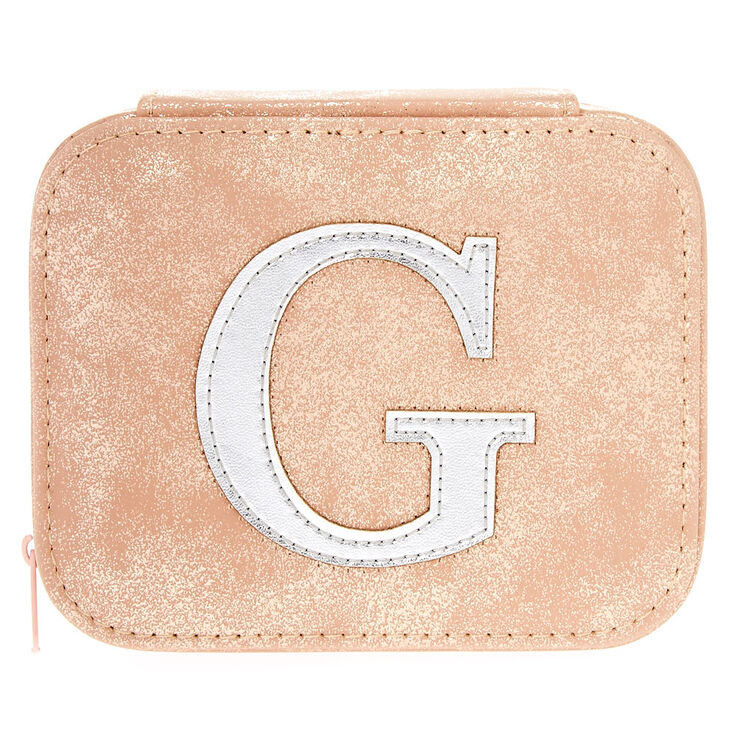 Blush Pink "G" Initial Jewelry Case,