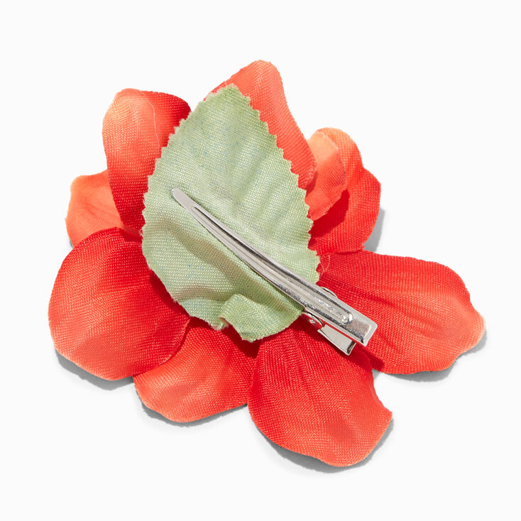 Red Hibiscus Flower Hair Clip,
