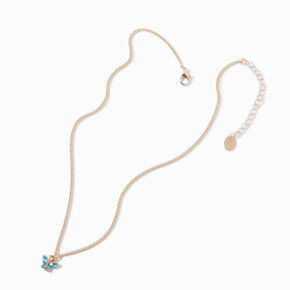 Gold-tone Butterfly Birthstone Pendant Necklace - March,