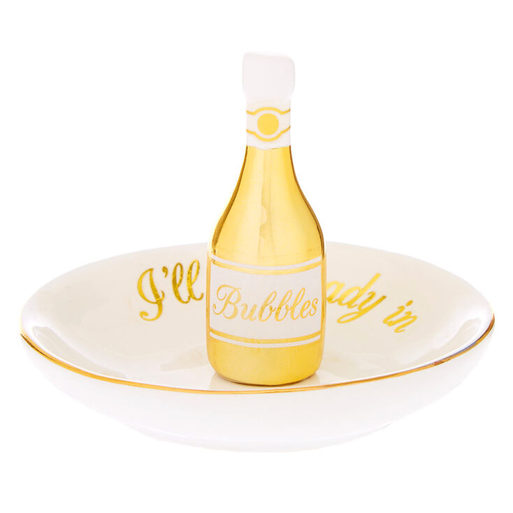 I'll Be Ready In A Prosecco Jewelry Holder Tray - White,