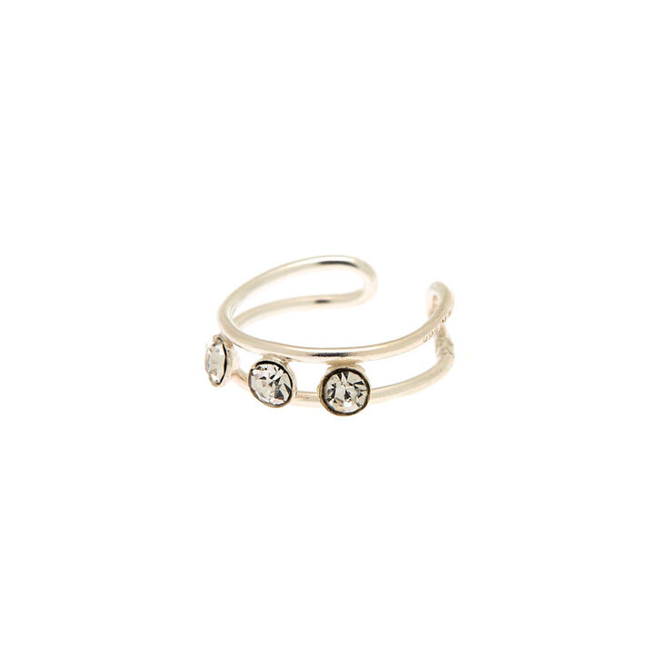Sterling Silver Stone Two Row Ear Cuff,