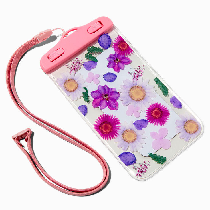 Floral Print Waterproof Phone Pouch with Lanyard,