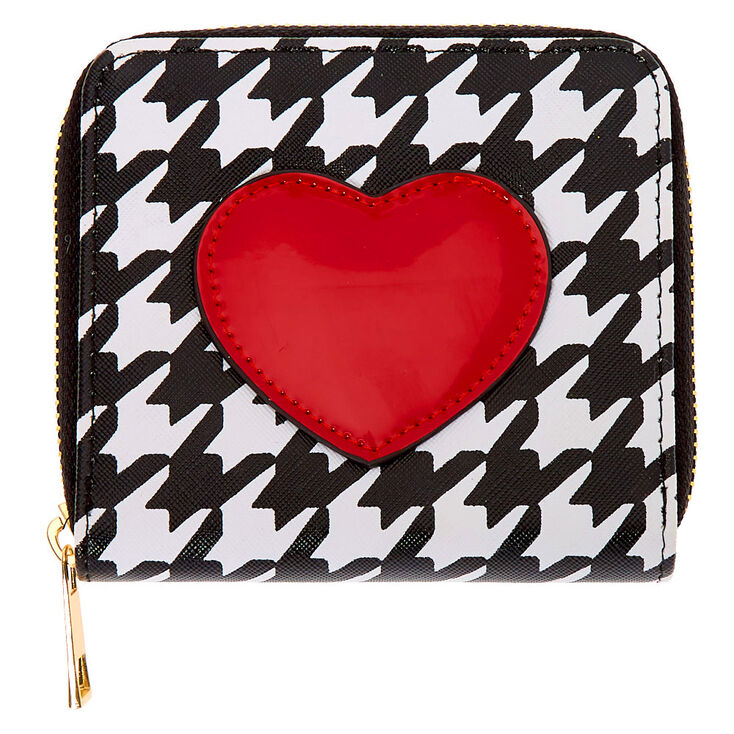 Heart Houndstooth Mini Zip Wallet,