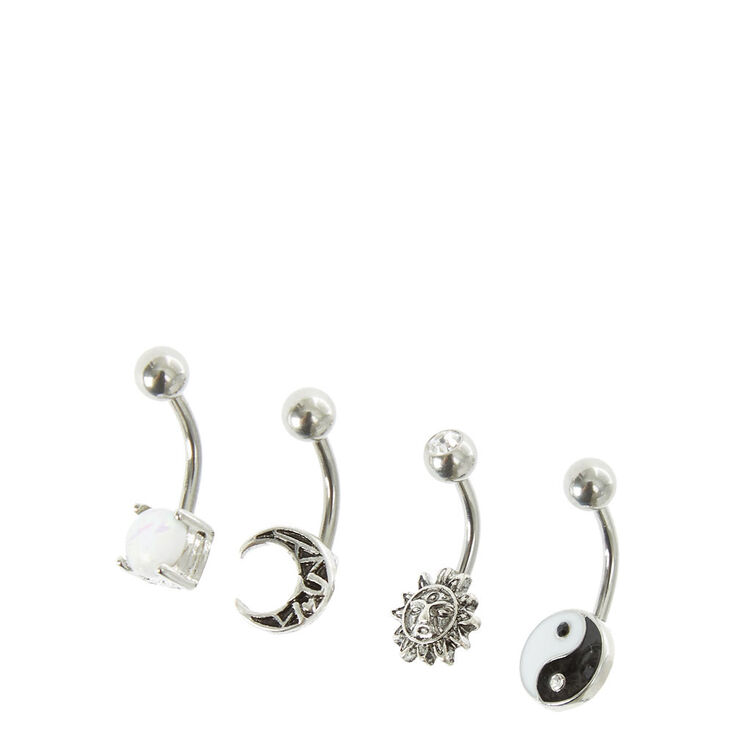 Ying Yang Moon Belly Rings - 4 Pack,