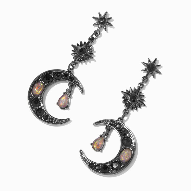 Black 2&quot; Art Deco Drop Earrings,