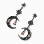 Black 2&quot; Art Deco Drop Earrings,