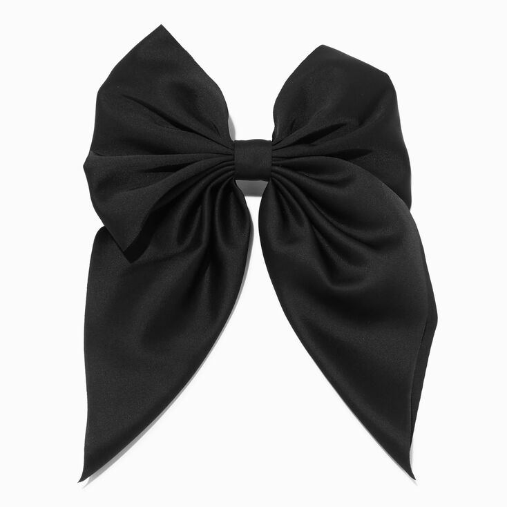 Black Satin Bow Barrette Hair Clip,