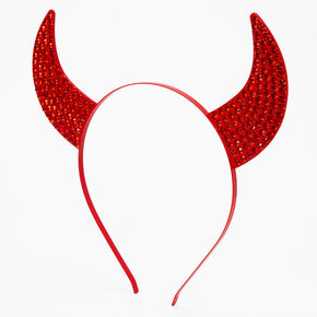 Gem Studded Red Devil Horns Headband,