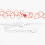 Christmas Silver Santa Tattoo Choker Multi Strand Necklace - Red,