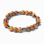 Hematite &amp; Wood Beaded Stretch Bracelet,