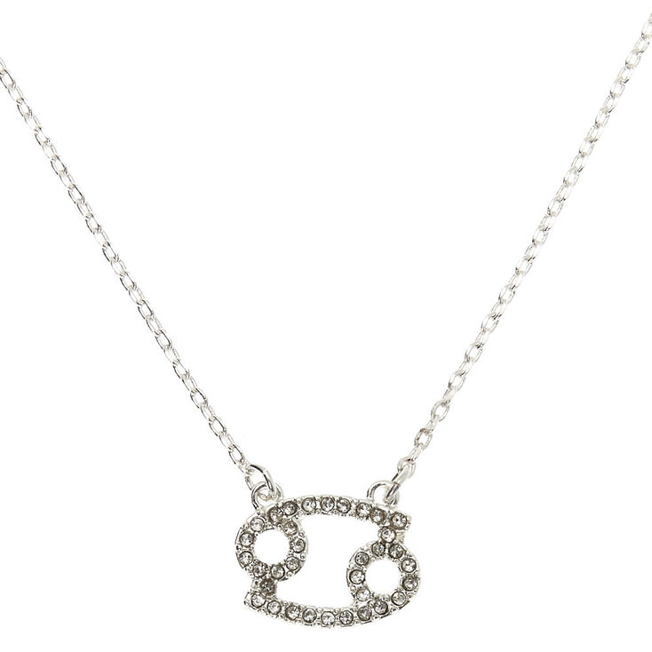 Silver Zodiac Pendant Necklace - Cancer,