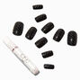 Black Stripe Mid Square Vegan Faux Nail Set -  24 Pack,