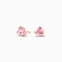 14K Gold Cubic Zirconia Pink Heart Stud Earrings - 4MM,