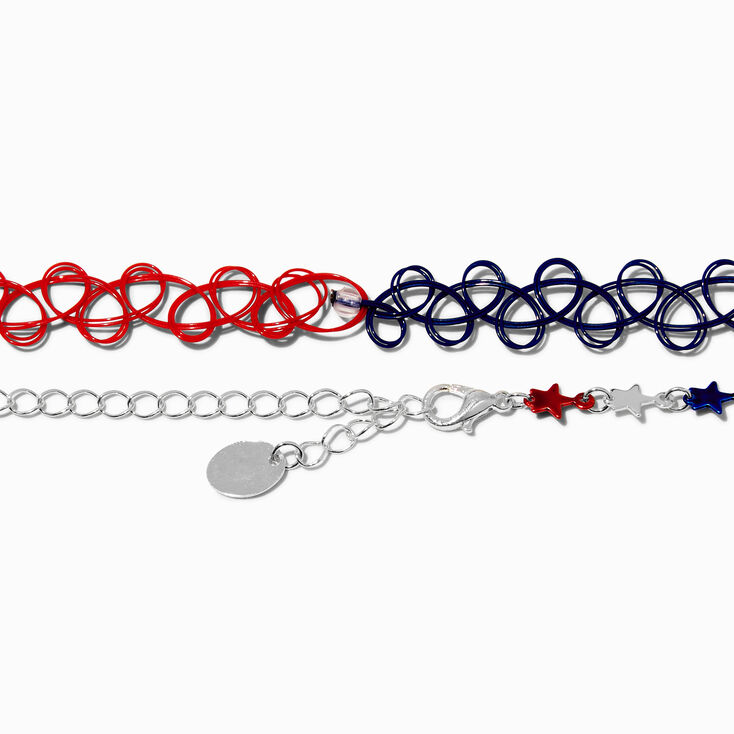 Red, White, &amp; Blue Heart &amp; Stars Choker Necklace Set - 2 Pack,