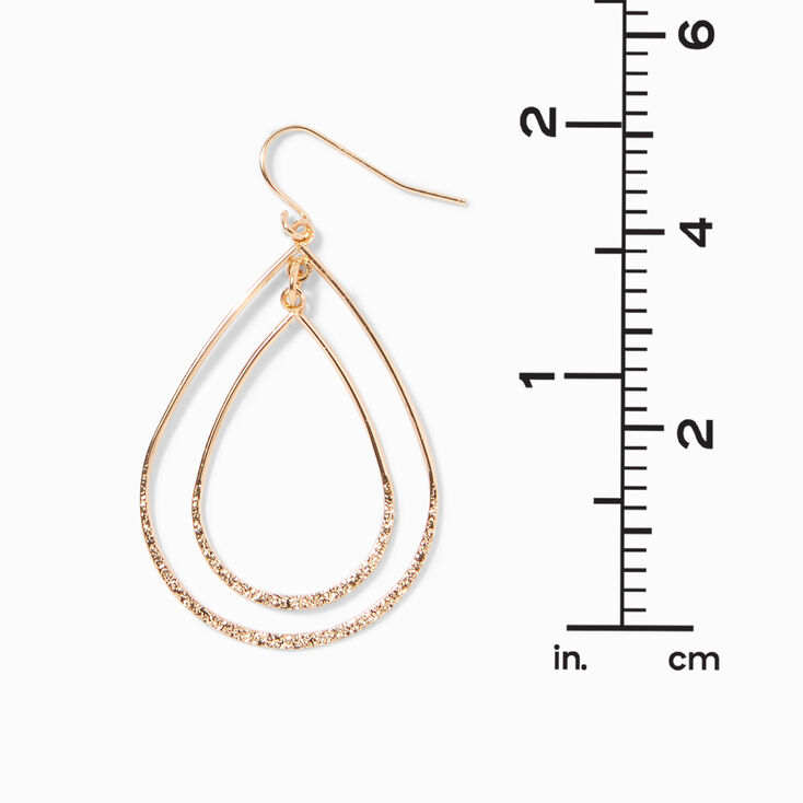 Gold 1.5&quot; Double Teardrop Drop Earrings,